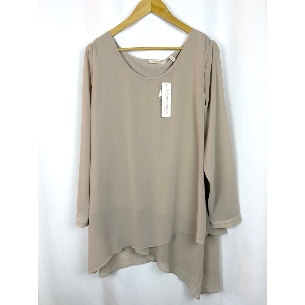 Soft Surroundings Celine Long Sleeve Tunic Minimalist Ethereal Tunic L NWT